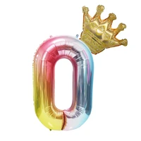 1pc 40inch crown number colorful foil balloon for birthday party celebration baby shower anniversary event party decor