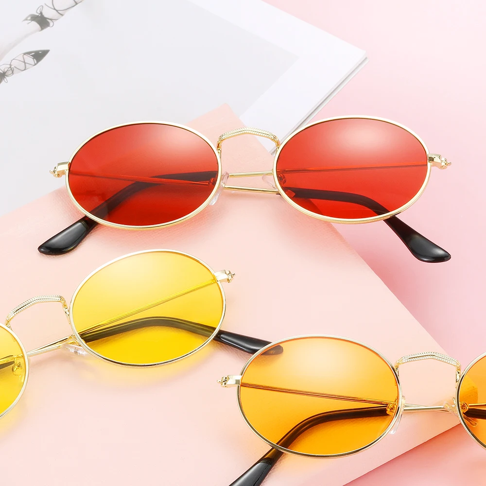 Очки солнцезащитные унисекс в металлической оправе UV400 модные Овальные стиле