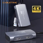 CABLETIME Видео, карта захвата HDMI USB 3,0 HD 1080P, аудио и видео рекордер для коммутатора PS4, карта захвата в реальном времени N415