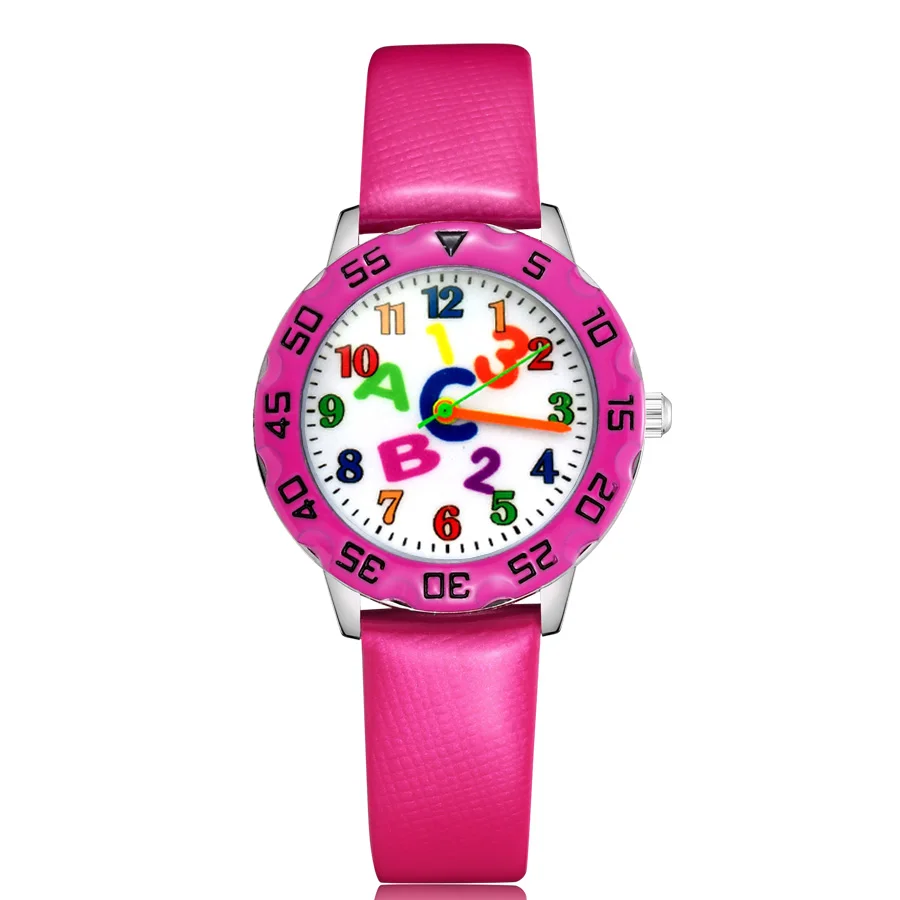 

Модные Симпатичные Мультяшные цветные Большие буквы стильные детские Студенческие для девочек и мальчиков кварцевые кожаные Наручные час...