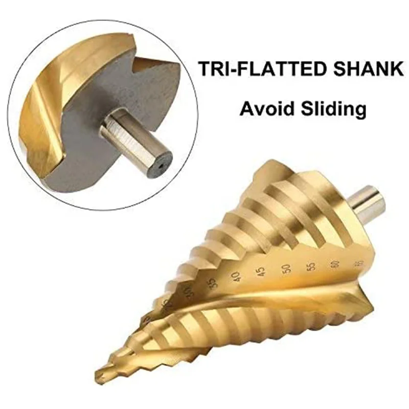 6-65 мм большое ступенчатое сверло с титановым покрытием HSS спираль Сверло шага