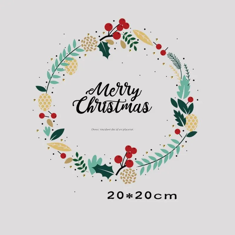 

Christmas wreath Flower Iron on Patches For DIY Heat Transfer Clothes T-shirt Thermal transfer stickers Decoration Printing