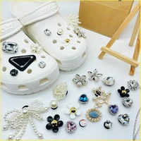 luxury rhinestone pearl croc charms designer diy gem shoes decaration charm for croc jibs clogs kids women girls gifts