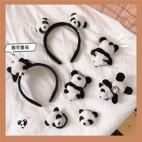 kawaii fluffy plush cartoon panda hairband hair ring lovely 3d doll bear animals brooch for women couple coat decor accessories