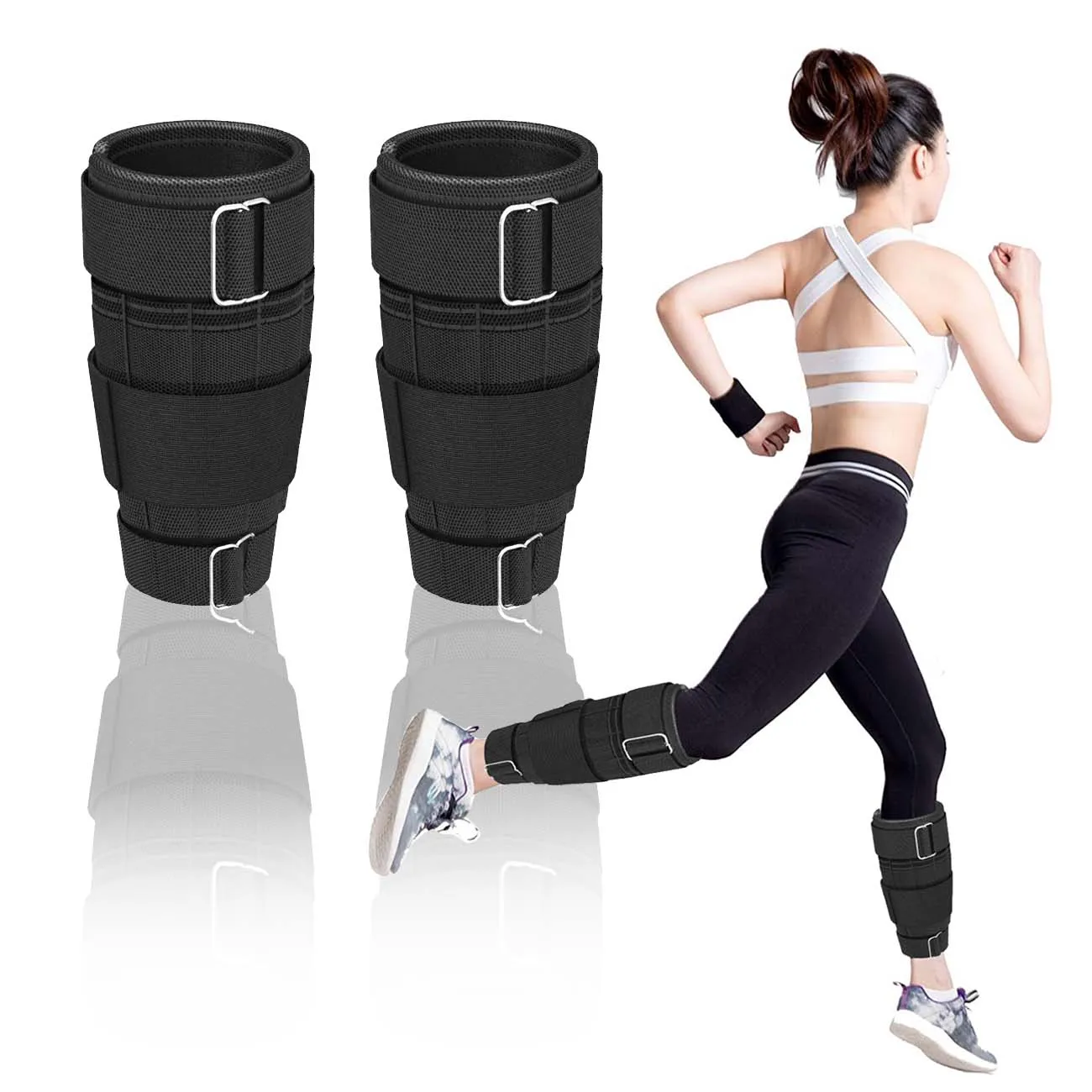 

1 Pair Adjustable Ankle Weights Weighted Leg Strap Loading Steel Plates Home Women Men Running Yoga Training Fitness Equipment