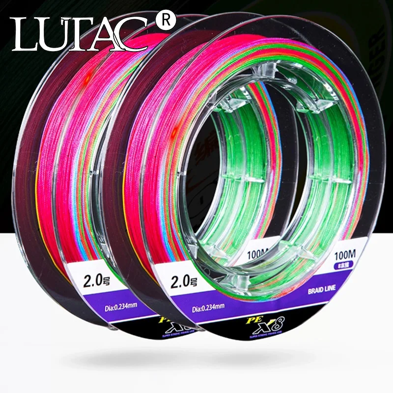 

LUTAC 100M PE Braid Fishing Line Fishing SuperPower Lines 0.16MM-0.38M Multicolor 8 Strands Braided Fishing Line High endurance