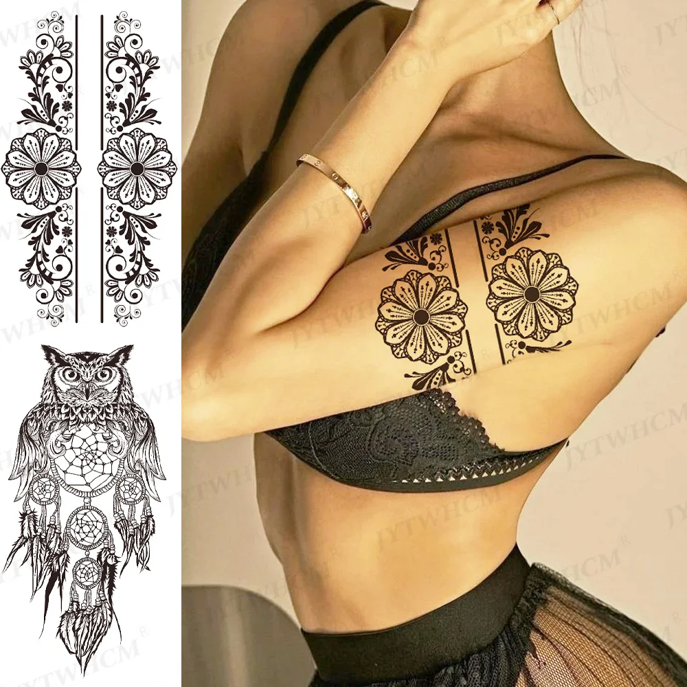 

Fake Sleeve Temporary Tattoos Stickers Jewelry Wild Goose Flower Owl Flash Tattoo Fake Tattoo For Woman Men Body Art Arm Sticker