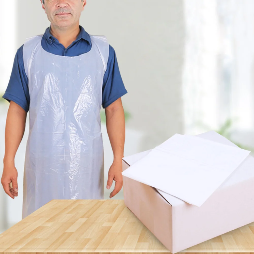

20pcs Disposable Waterproof Aprons Thickened PE Sleeveless Apron Oil Proof Pinafore Kitchen Supplies (Milky White)