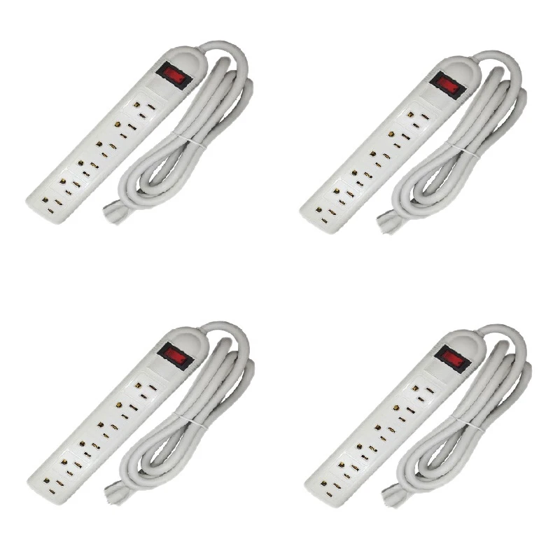 

Сетевой фильтр с 6 отверстиями для защиты от перенапряжения, удлинитель 1,8 м, 15 А, 125 В, сетевой фильтр для дома, 4 шт. (вилка стандарта США)