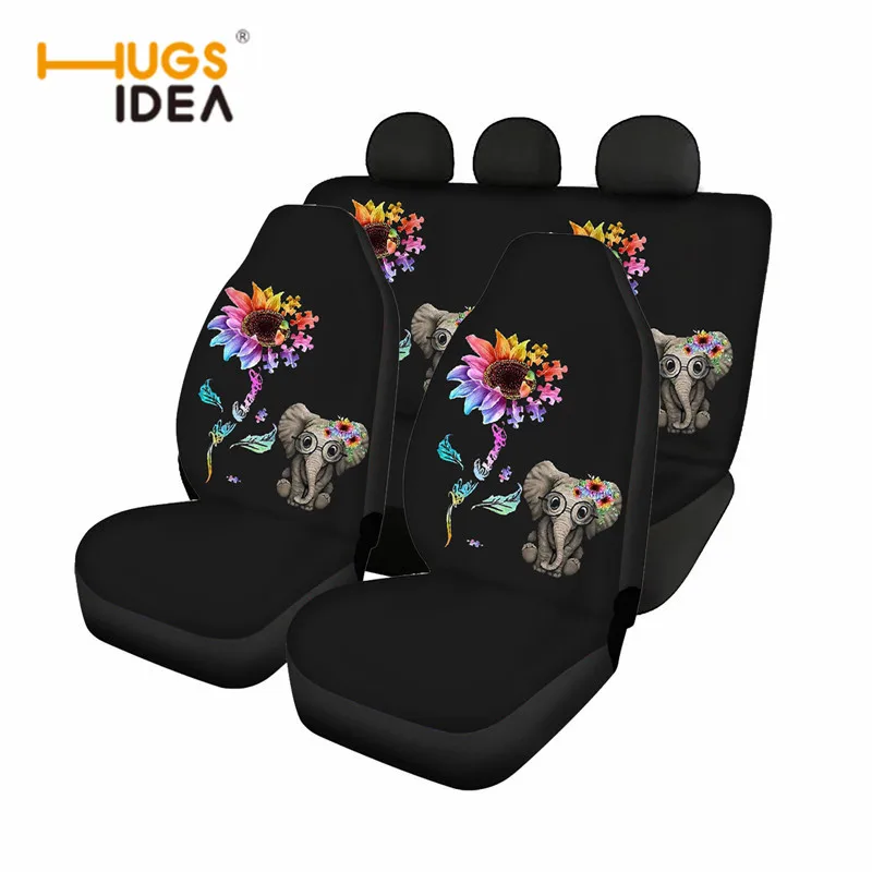 

Hippie Animal Sunflowers Leaves Car Interior Seats Protector Elephant United States of America Flag Print Car Seat Covers