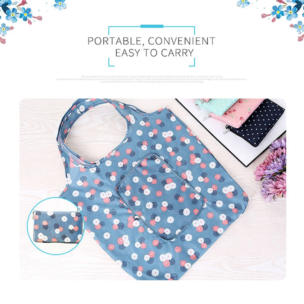 Женская сумка для покупок складная Экологичная тоут с цветочным принтом большая