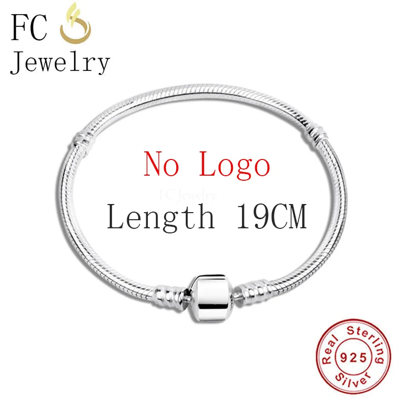 FC Jewelry 925 Sterling Silver Sample Snake Chain Bracelet &amp Bangle Fit Charms Bead Pendant For Women No Brand Logo Berloque New |