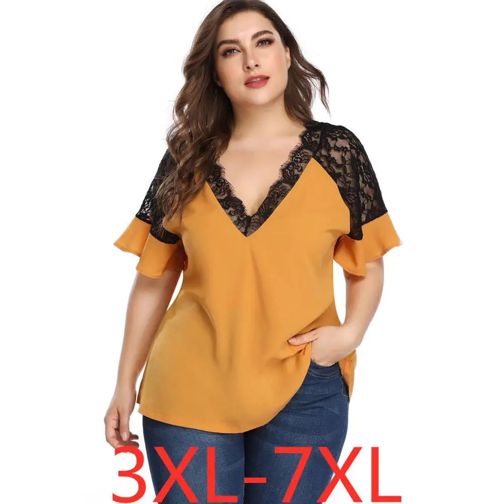 Футболка женская шифоновая с коротким рукавом свободная повседневная кружевная