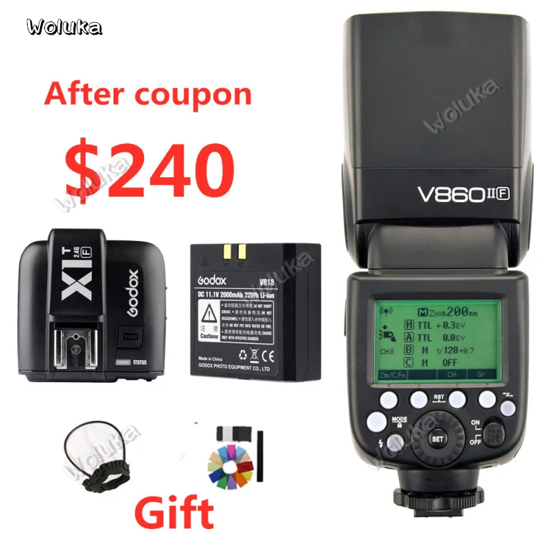 Godox Вспышка V860II X1T kit литий-ионная батарея TTL 1/8000s HSS для камеры C / N/S/ F/O CD50 T03 |