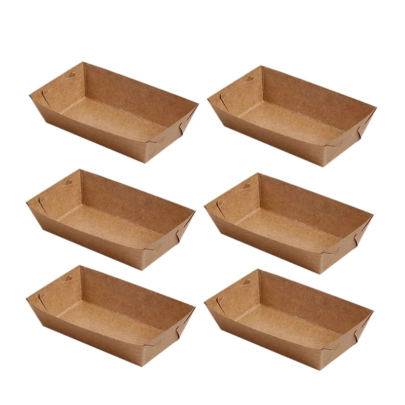 50 шт одноразовые бумажные поднос для еды крафт бумага покрытие в форме лодки