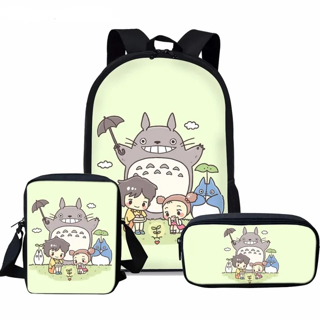 3 шт./компл. AnimeTotoro вместительный школьный рюкзак для малышей школьные сумки детей
