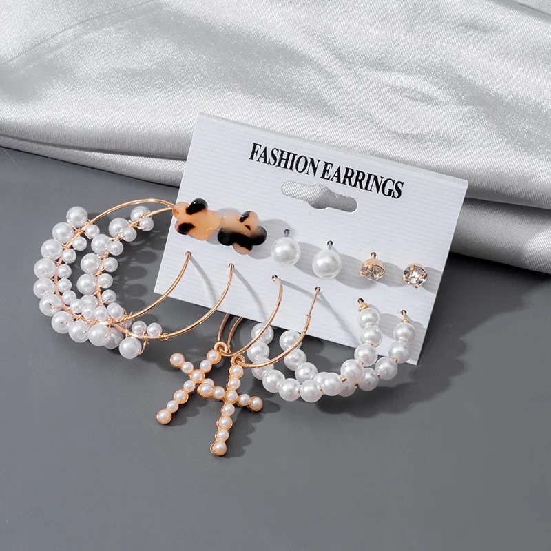 Женские серьги с искусственным жемчугом большие круглые в Корейском стиле