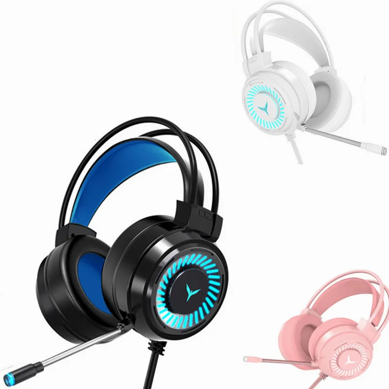 

3.5mm Gaming Headsets 7 Colorful Surround Sound Stereo Wired Earphones USB Microphone Colorful Light PC Laptop Game Headset