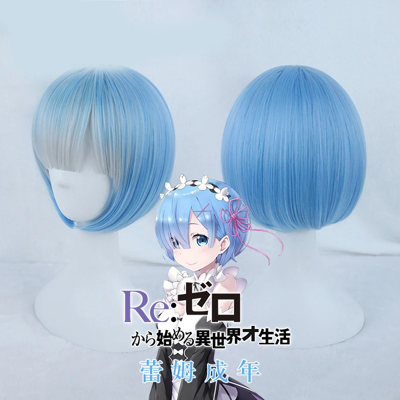 1pcs Re:Zero kara Hajimeru Isekai Seikatsu Synthetic Hair Anime Ram Rem Short Wig Cosplay Prop Party Decor for Women Girl Gift |