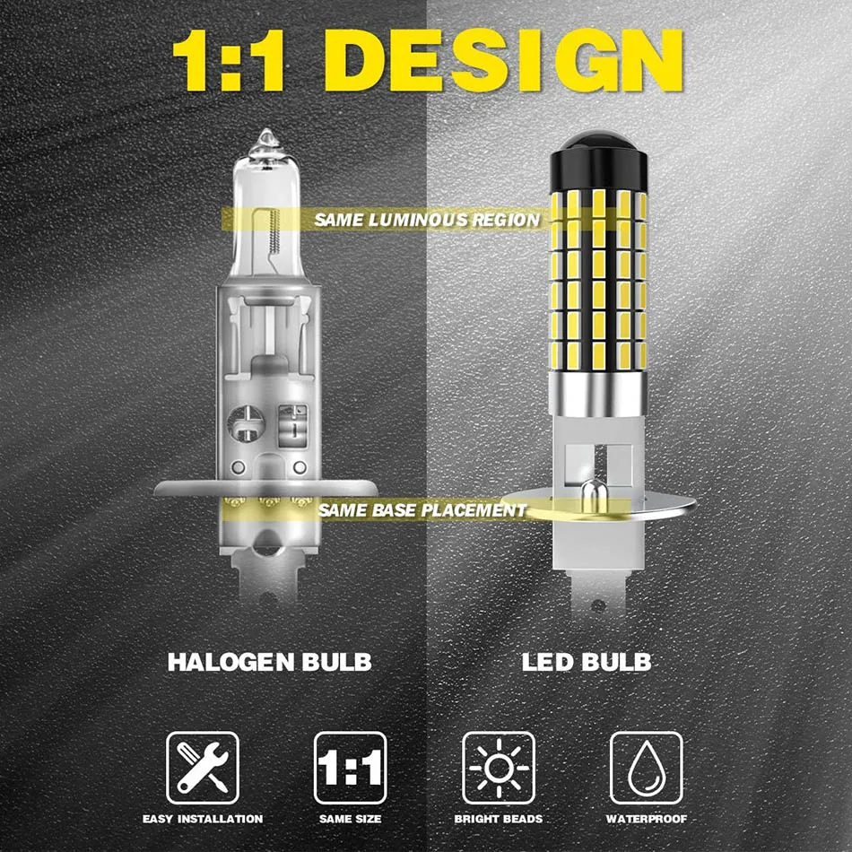 AILEO H1 светодиодный Противотуманные фары Дневные Фары Светильник лампы 3014 78SMD