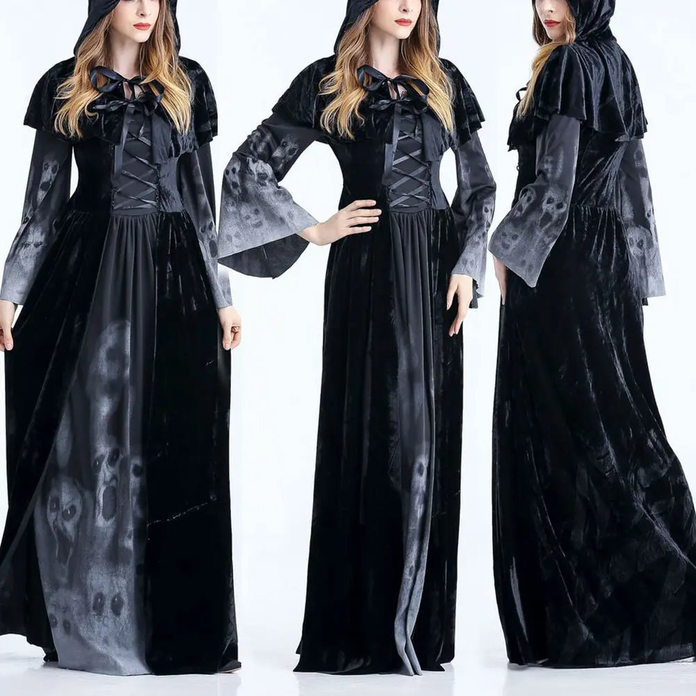 Костюм женский с капюшоном костюм ведьмы в готическом стиле для косплея и