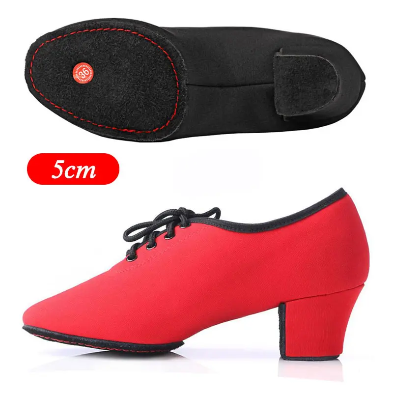 5cm suede sole Женская обувь для латинских танцев Обувь для танцев на квадратном каблуке 3 см/5 см для девочек, Танго/сальсы, обувь для занятий танцами размеры 34-41, мягкая подошва - Цвет: 5cm suede sole