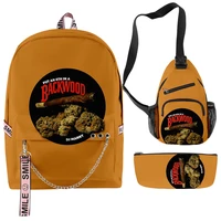 3 pcs set 3d printing backpack backwoods cigar school backpack men women schoolbag students school bag backpack