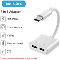2 in 1 usb type c headphone charger adapter support fast charging for google pixel samsung one plus mac book ipad