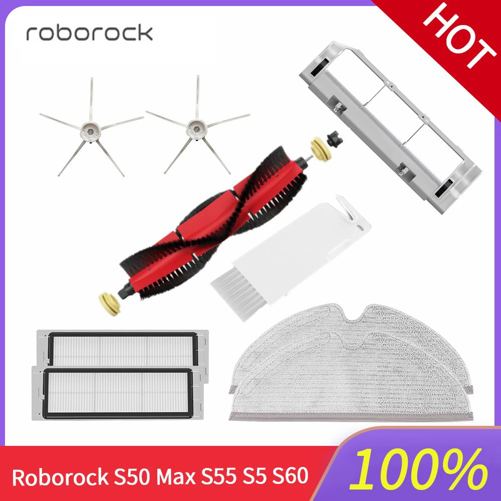 Roborock S5 Max Accessories for S6 S50 S6 MaxV S4 E4 Detachable Main Brush Silicone Side Brush Filter Parts