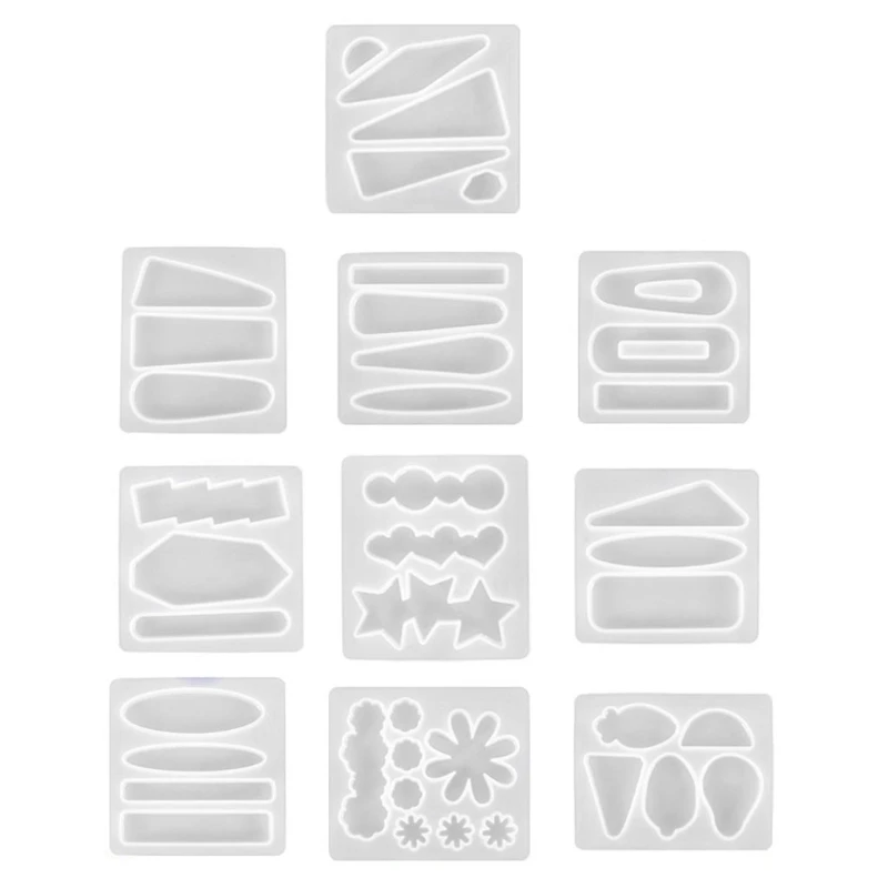 

L5YD 10Pcs Handmade Barrettes Silicone Epoxy Resin Molds Kit Hair Pins Jewelry Casting Mold Hair Clip Molds Kit Jewelry Tools