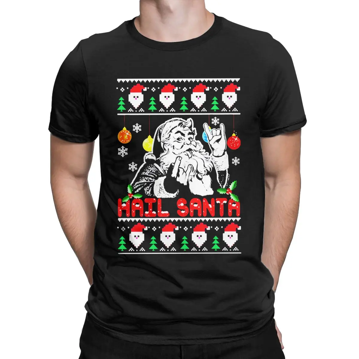 

Hail Santa Christmas T Shirt for Men Women Cotton Hipster T-Shirts Round Neck Tees Short Sleeve Clothes Gift Idea