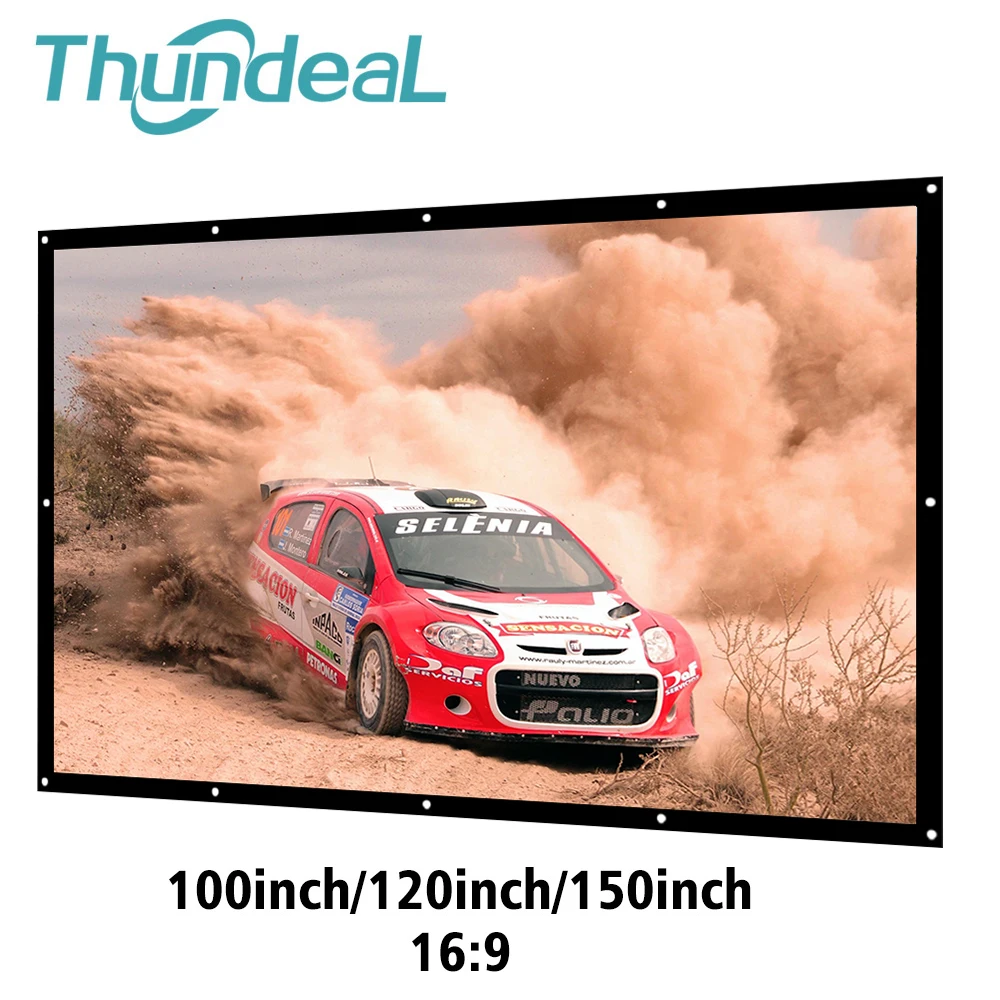 Экран ThundeaL для проектора 16:9 100 120 150 дюймов белый экран занавеска 3D 4K пленка