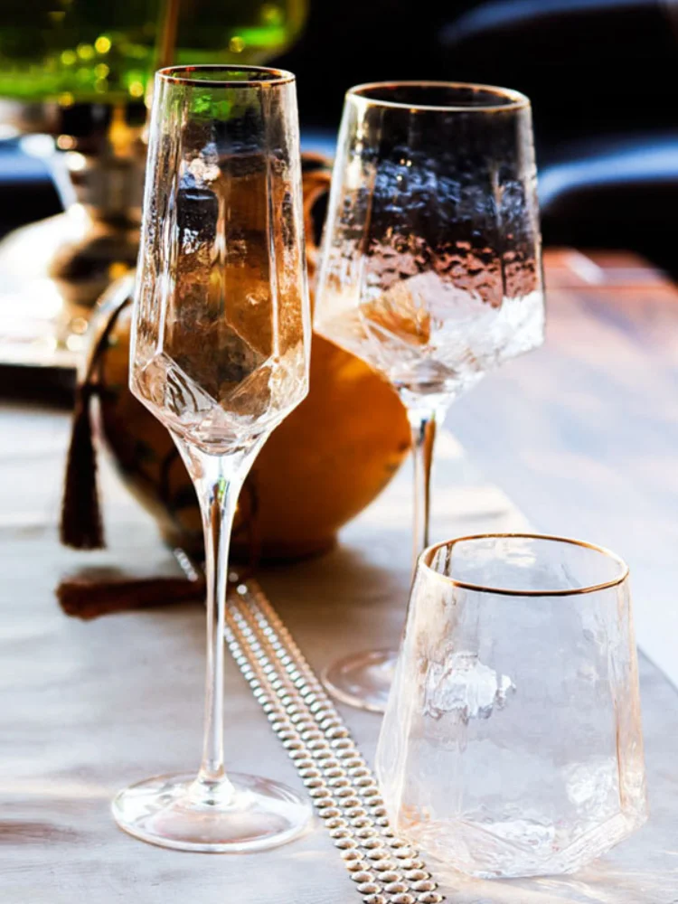 

Creative Glass Wine Glasses Home Hammered Goblet Red Wine Glass Diamond Champagne Glass Wine Glasses