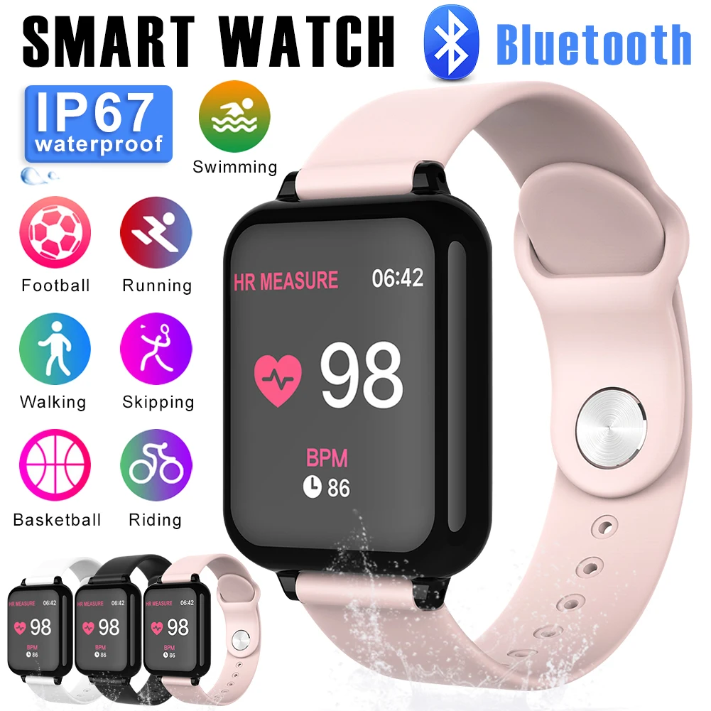 

B57 Touch Screen Waterproof Smart Bracelet with Heart Rate Blood Pressure Oximetry Step Reminder Remote Control Music