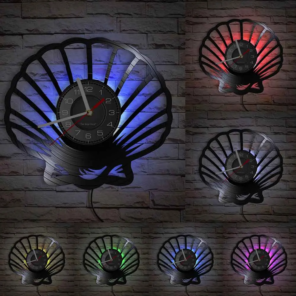 Настенные часы с виниловой пластиной морские ракушки моллюски домашний декор