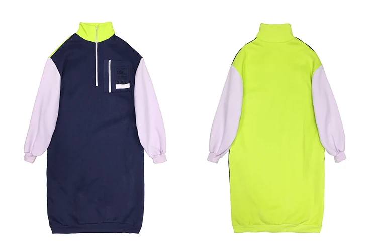 

BONJEAN 2020 Winter Tops & Pullovers Long Sleeve Fleece Sweatshirts for Women Turtleneck Ladies Patchwork Pullovers BJ3481