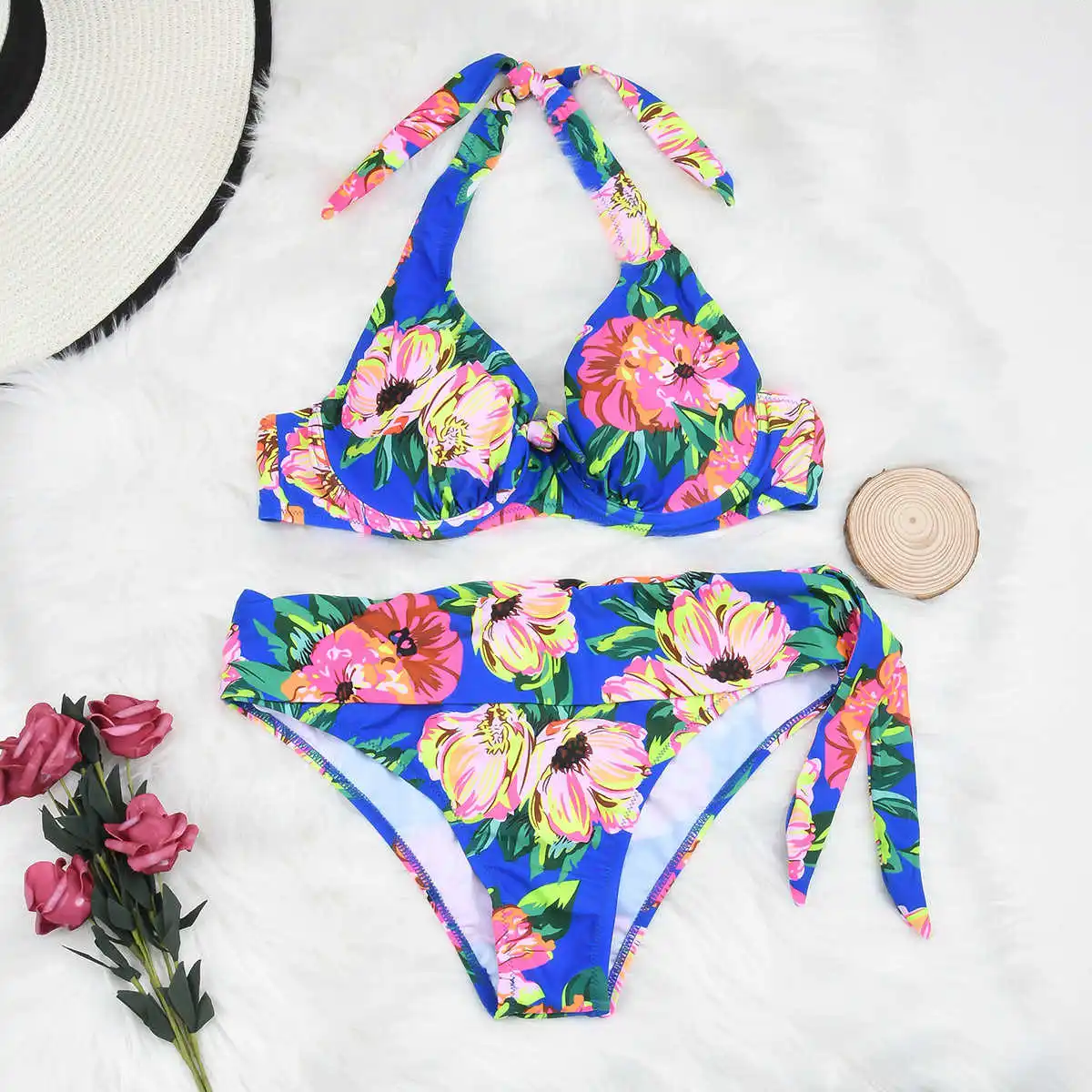 

Large Size Swimsuit 2021 Sexy Women High Waist Bikini Swimwear Female Bandage Bikinis Set Biquini Bathing Suit Women Plus Size
