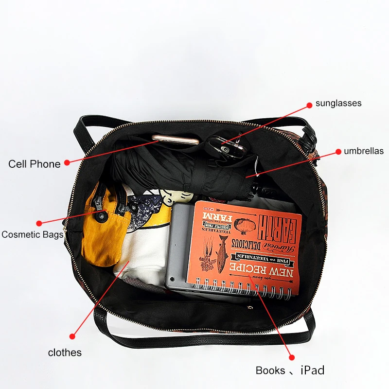 Женская сумка тоут MABULA повседневная вместительная из хлопка с леопардовым