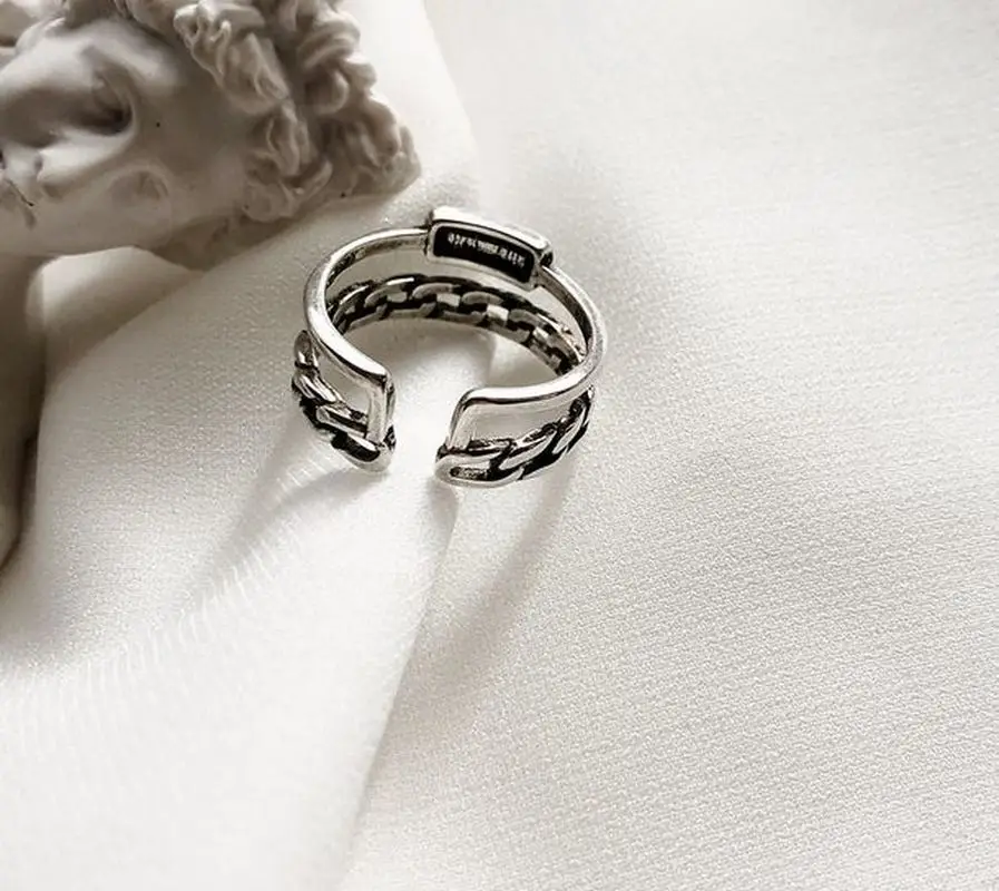 Кольцо из тайского серебра S925 пробы открытое в японском и корейском стиле|Кольца|