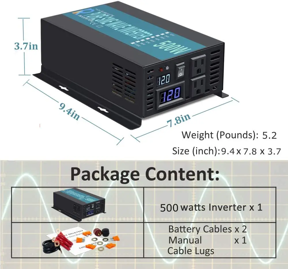 Автономный инвертор немодулированного синусоидального сигнала 24 В 220 500 Вт