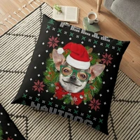 chihuahua santa hat christmas cushion cover pillowcase 2020 christmas decorations for home xmas noel ornament happy new year