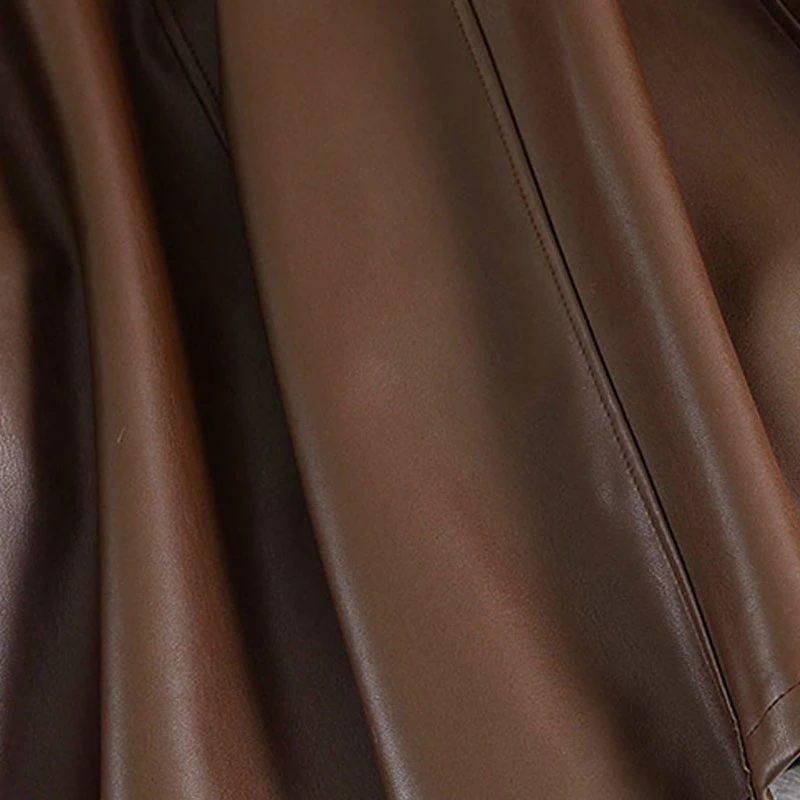 

Autumn Winter New Two Pieces Sets Women Knitted Turtleneck Long Sleeve Sweaters +A Line PU Leather Spaghetti Strap Button Dress