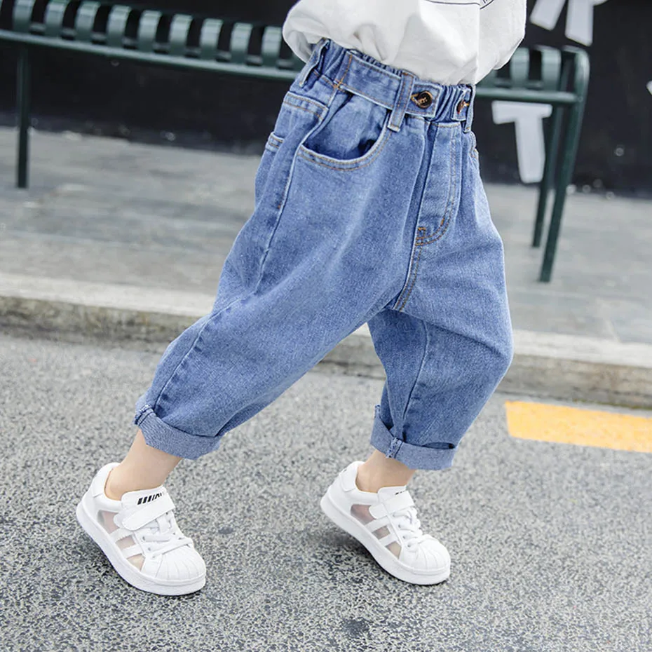 Джинсы для маленьких девочек на пуговицах весенне-осенние брюки детей