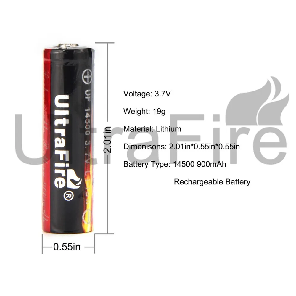 Светодиодный фонарь Ultrafire 14500 Батарея 900 мА/ч 3 7 V лития ионный Перезаряжаемые
