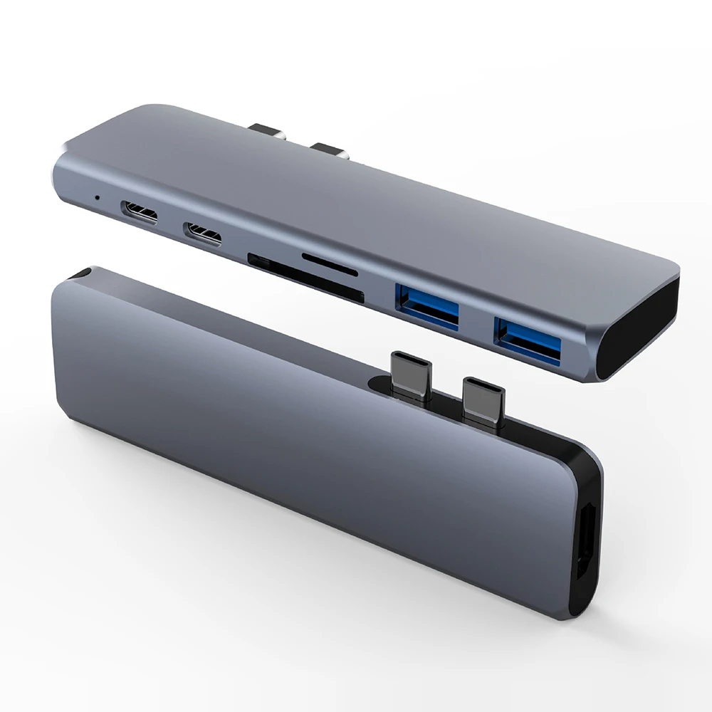 USB C концентратор type C Thunderbolt 3 адаптер USB-C док-ключ с HDMI 4K PD USB 3,0 SD TF кард-ридер для MacBook Pro Air 13 15