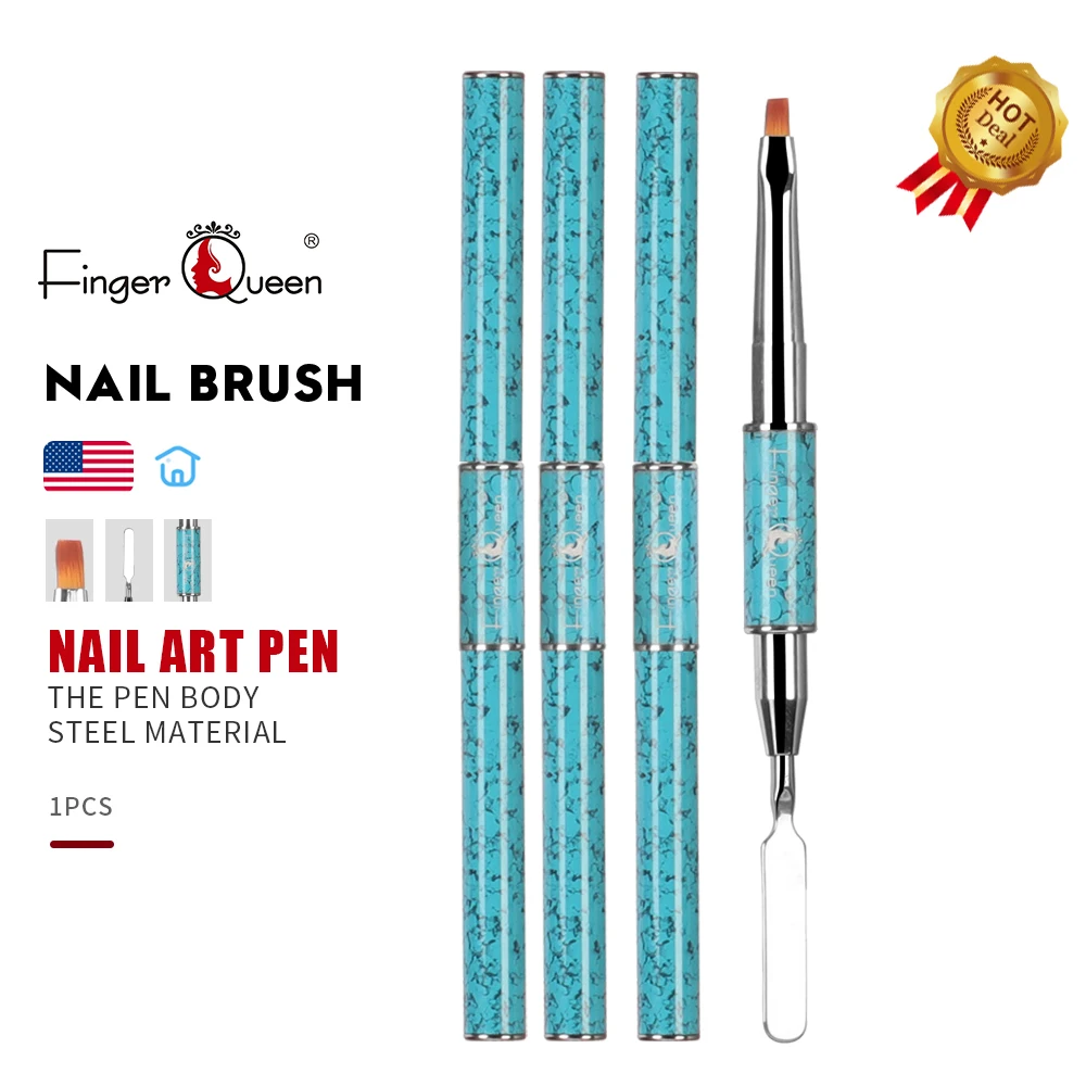 

Гелевая плоская кисть, 1 шт., двойная головка, акриловый дизайн, толкатель кутикулы, аксессуары для маникюра, логотип на заказ, прямые продажи...