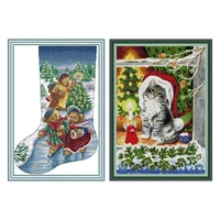 bears christmas stocking stamped cross stitch kits dmc 14ct 11ct printed canvas embroidery kit for needlework sets diy hand arts