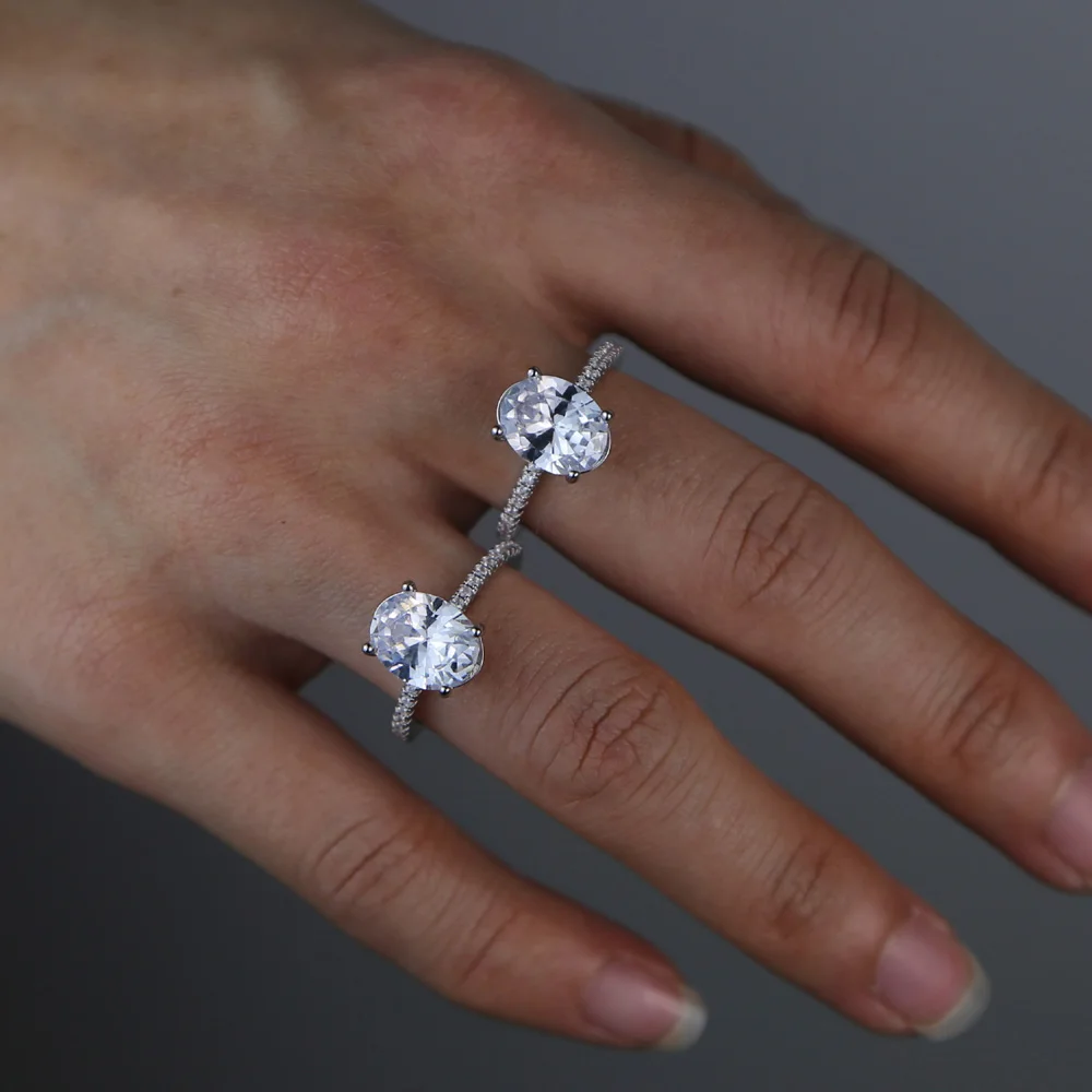 Серебряный цвет обручальное кольцо для женщин 5A фианит овальной формы cz