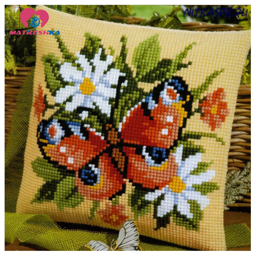 Набор подушек с защелкой и вышивкой крестом в виде бабочки | Дом сад