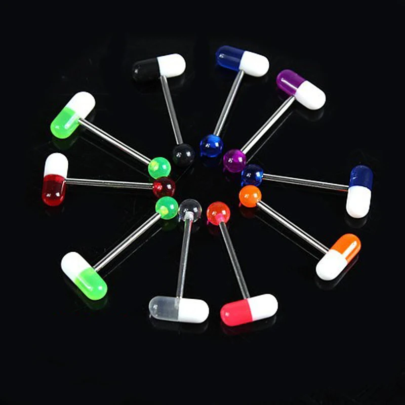 10 шт микс Цвет таблетки пирсинг кольца модное кольцо из нержавеющей стали